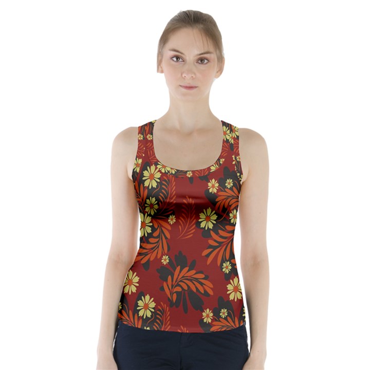 Folk flowers pattern Racer Back Sports Top