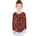 Folk flowers pattern Kids  Long Sleeve Tee View1