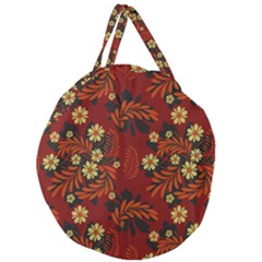 Folk flowers pattern Giant Round Zipper Tote