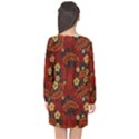 Folk flowers pattern Long Sleeve Chiffon Shift Dress  View2