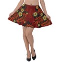 Folk flowers pattern Velvet Skater Skirt View1