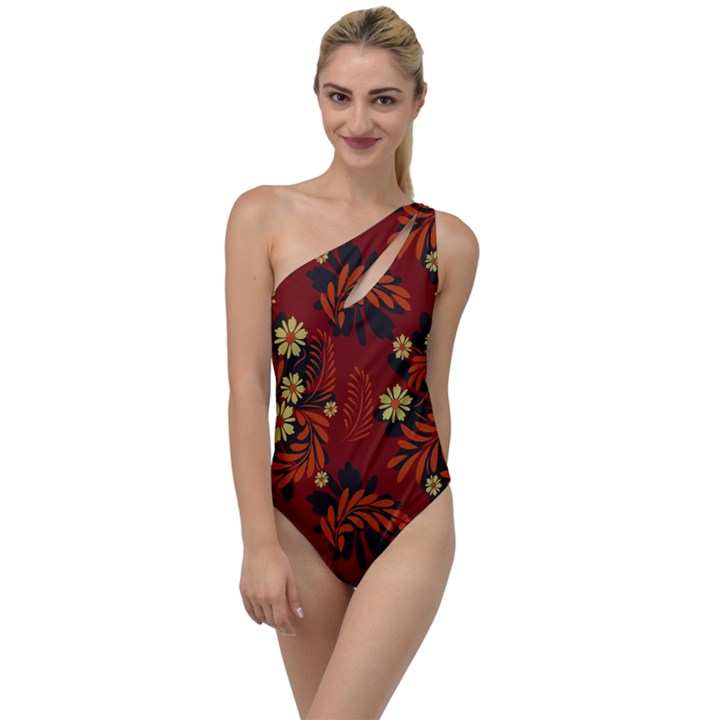 Folk flowers pattern To One Side Swimsuit