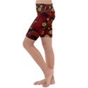 Folk flowers pattern Kids  Lightweight Velour Cropped Yoga Leggings View2