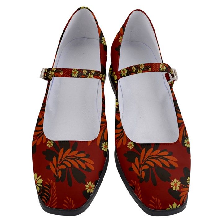 Folk flowers pattern Women s Mary Jane Shoes