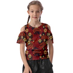 Folk Flowers Pattern Kids  Butterfly Cutout Tee