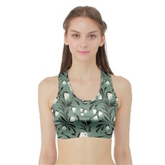 Folk Flowers Pattern Sports Bra With Border by Eskimos