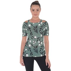 Folk Flowers Pattern Shoulder Cut Out Short Sleeve Top by Eskimos