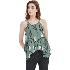 Folk Flowers Pattern Flowy Camisole Tank Top