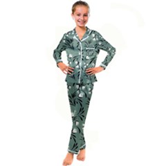 Folk Flowers Pattern Kid s Satin Long Sleeve Pajamas Set