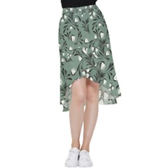 Folk Flowers Pattern Frill Hi Low Chiffon Skirt