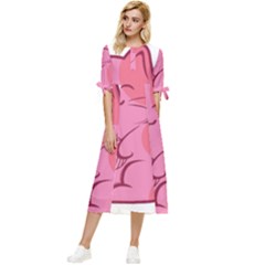 Photo 1607517624237 Bow Sleeve Chiffon Midi Dress