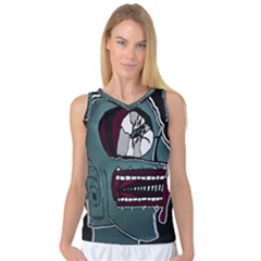 Colored Creepy Man Portrait Illustration Women s Basketball Tank Top by dflcprintsclothing