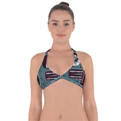 Colored Creepy Man Portrait Illustration Halter Neck Bikini Top by dflcprintsclothing