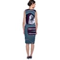 Colored Creepy Man Portrait Illustration Sleeveless Velvet Midi Dress View2