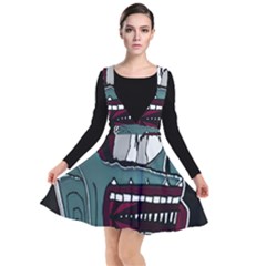 Colored Creepy Man Portrait Illustration Plunge Pinafore Dress by dflcprintsclothing