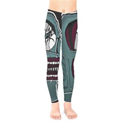 Colored Creepy Man Portrait Illustration Kids  Leggings