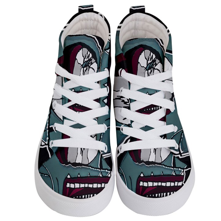 Colored Creepy Man Portrait Illustration Kids  Hi-Top Skate Sneakers