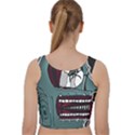 Colored Creepy Man Portrait Illustration Velvet Racer Back Crop Top View2