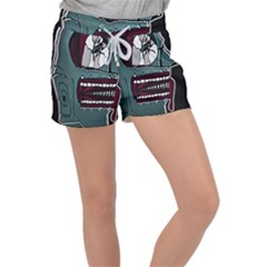 Colored Creepy Man Portrait Illustration Velour Lounge Shorts by dflcprintsclothing