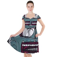 Colored Creepy Man Portrait Illustration Cap Sleeve Midi Dress by dflcprintsclothing