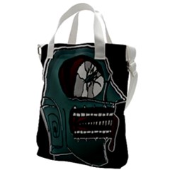 Colored Creepy Man Portrait Illustration Canvas Messenger Bag by dflcprintsclothing