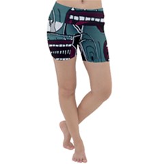 Colored Creepy Man Portrait Illustration Lightweight Velour Yoga Shorts by dflcprintsclothing