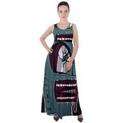 Colored Creepy Man Portrait Illustration Empire Waist Velour Maxi Dress by dflcprintsclothing