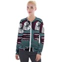 Colored Creepy Man Portrait Illustration Velvet Zip Up Jacket View1