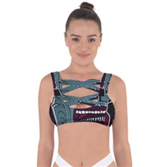 Colored Creepy Man Portrait Illustration Bandaged Up Bikini Top by dflcprintsclothing