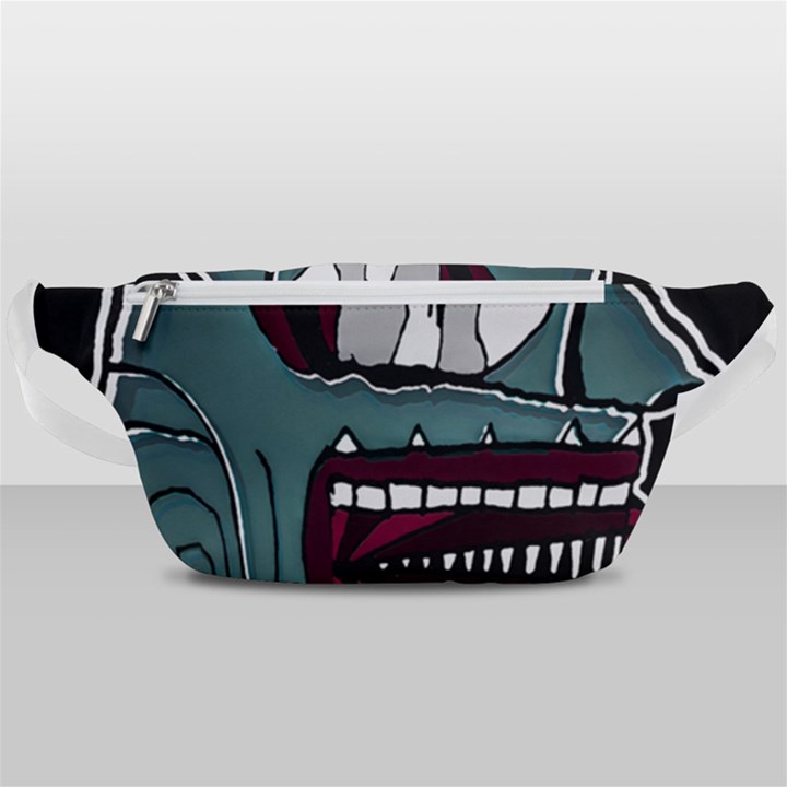 Colored Creepy Man Portrait Illustration Waist Bag 