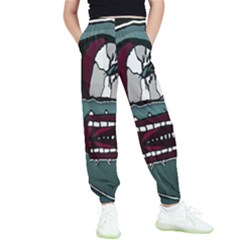 Colored Creepy Man Portrait Illustration Kids  Elastic Waist Pants