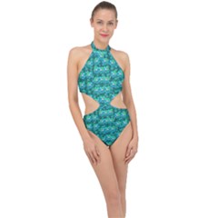 Big Roses In The Forest Halter Side Cut Swimsuit by pepitasart