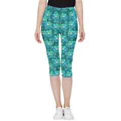 Big Roses In The Forest Inside Out Lightweight Velour Capri Leggings 