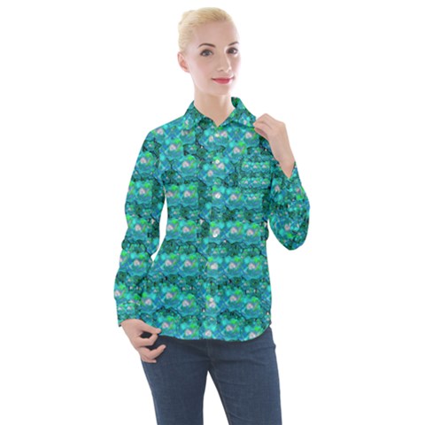 Big Roses In The Forest Women s Long Sleeve Pocket Shirt by pepitasart