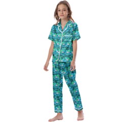 Big Roses In The Forest Kids  Satin Short Sleeve Pajamas Set