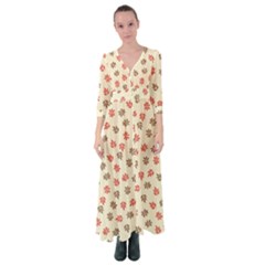 Ashleaf Maple Button Up Maxi Dress by tmsartbazaar