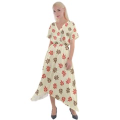 Ashleaf Maple Cross Front Sharkbite Hem Maxi Dress by tmsartbazaar