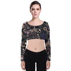 Whirligig Velvet Long Sleeve Crop Top by MRNStudios