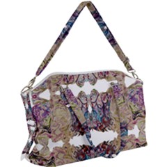 Rows Of Marbled Collage Canvas Crossbody Bag