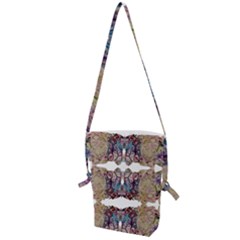 Rows Of Marbled Collage Folding Shoulder Bag by kaleidomarblingart