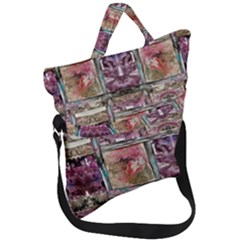 Collage Repeats  Fold Over Handle Tote Bag by kaleidomarblingart