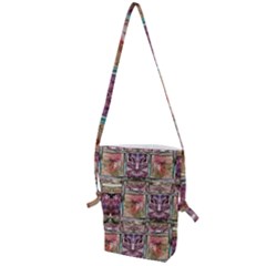 Collage Repeats Folding Shoulder Bag by kaleidomarblingart