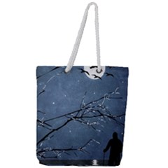 Full Moon Landscape Scene Illustration Full Print Rope Handle Tote (large) by dflcprintsclothing