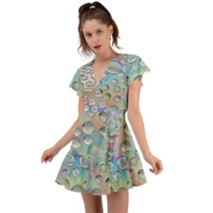 Pastel Drop Flutter Sleeve Wrap Dress by uggoff