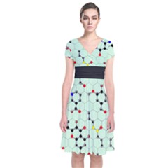 Molecules Short Sleeve Front Wrap Dress by sonyawrites