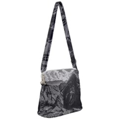 Machu Picchu Black And White Landscape Zipper Messenger Bag by dflcprintsclothing