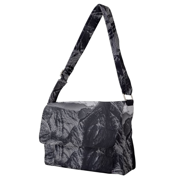 Machu Picchu Black And White Landscape Full Print Messenger Bag (L)