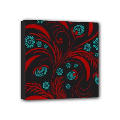 Folk Flowers Floral Art  Mini Canvas 4  X 4  (stretched) by Eskimos