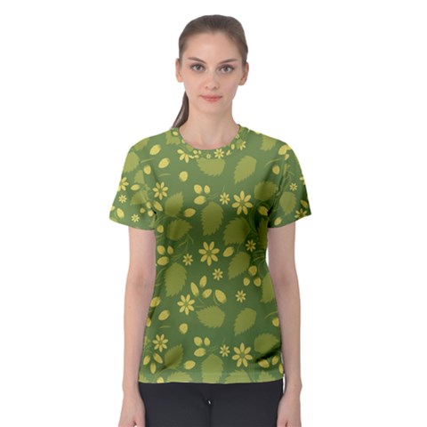 Folk Flowers Pattern Floral Surface Design  Women s Sport Mesh Tee by Eskimos