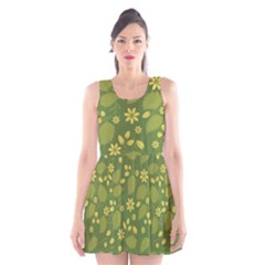 Folk Flowers Pattern Floral Surface Design  Scoop Neck Skater Dress by Eskimos